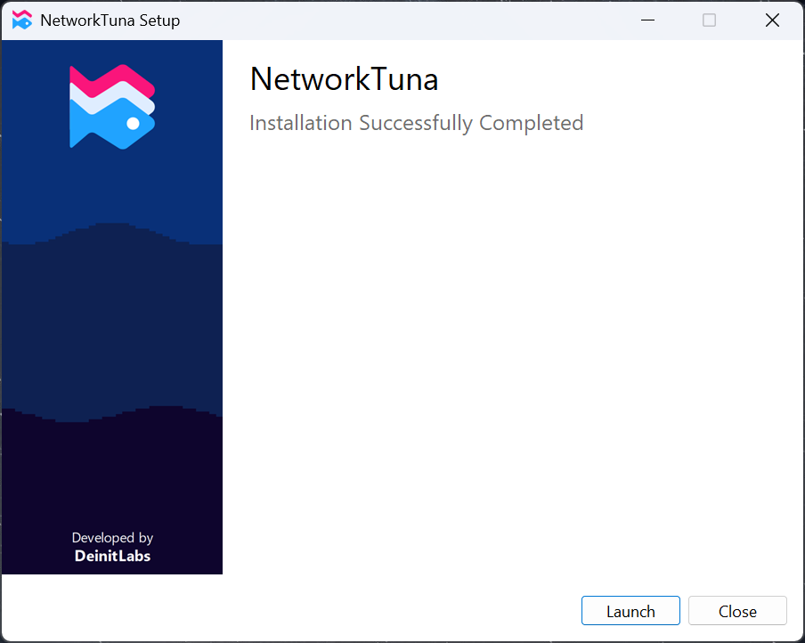 NetworkTuna Setup after a successful installation