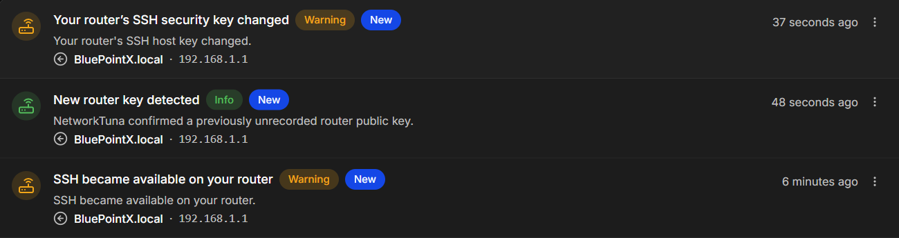 Router events in the event list