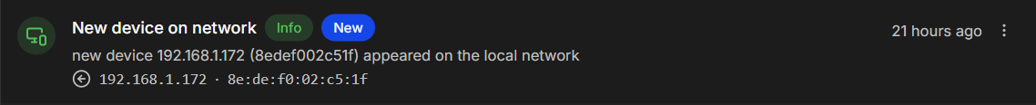 A new device in the event list