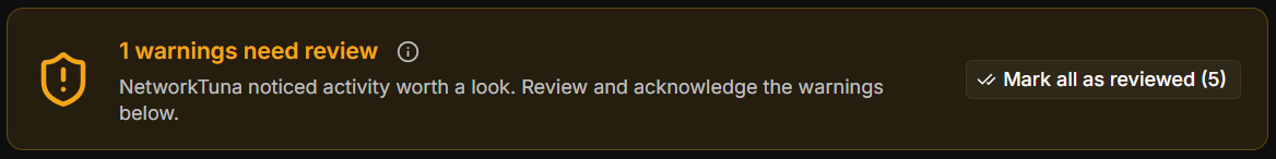 The status at the top of the Security Events page